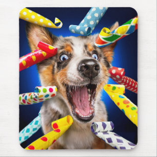 Tapis De Souris Sifflets de fête pour chien heureux