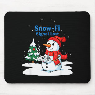 Tapis De Souris Signal Snow-fi Perdu Drôle de Noël Bonhomme de Nei