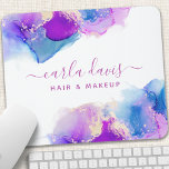 Tapis De Souris Signature Script Purple Blue Alcool Encre<br><div class="desc">Signature Script Purple Blue Alcohol Enk Pad Souris. Elégant violet bleu alcool encre à la main style calligraphie script design professionnel. Parfait pour les maquilleurs,  coiffeurs,  cosmétologues,  et plus encore !</div>