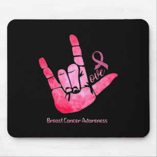 Tapis De Souris Signe Asl Amour Ruban Rose Sensibilisation Cancer
