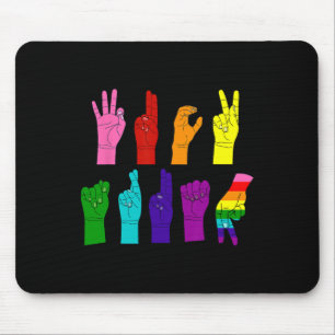 Tapis De Souris Signe de la main anti Trump Langue des signes LGBT