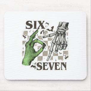 Tapis De Souris Signe de la main de squelette Six Seven Mème Hallo