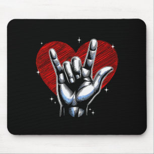 Tapis De Souris Signe de la main Je t'aime Asl Cœur Femmes Enfants