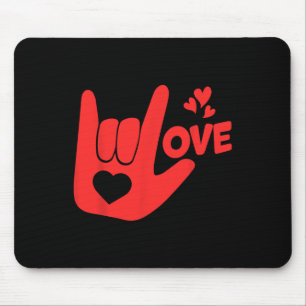Tapis De Souris Signe de la main Je t'aime Asl Saint-Valentin Drôl