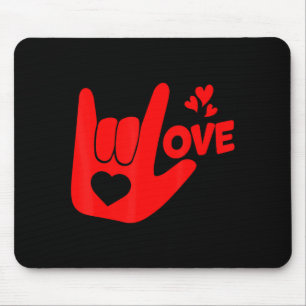 Tapis De Souris Signe de la main Je t'aime Asl Saint Valentin Drôl