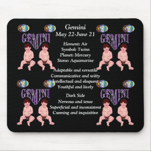 Tapis De Souris SIGNE DE NAISSANCE Gemini Zodiac Souris Pad