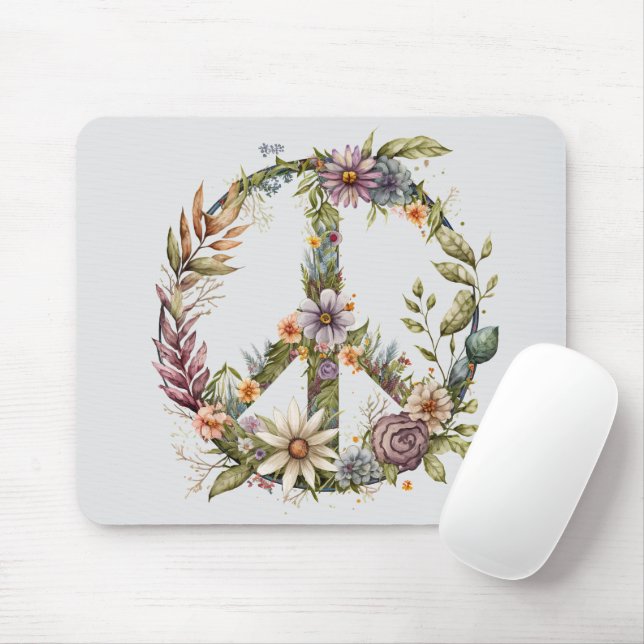 Tapis De Souris Signe de Paix Bohème Hippy 60s 70s (Avec souris)