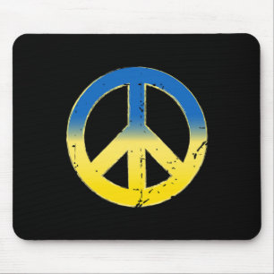 Tapis De Souris Signe de Paix Couleurs Ukraine Rétro Vintage - Poi