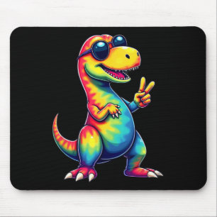 Tapis De Souris Signe de paix dinosaure T-rex Tie Dye Hippie 