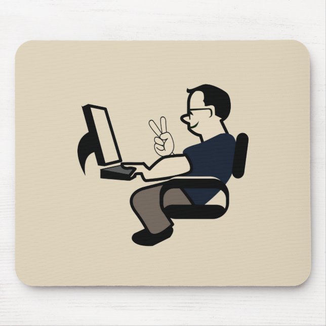 Tapis De Souris Signe de paix nerd d'ordinateur (Devant)