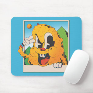 Tapis De Souris Signe de paix orange flou rétro dessin animé