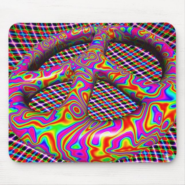 Tapis De Souris Signe de paix psychédélique (Devant)