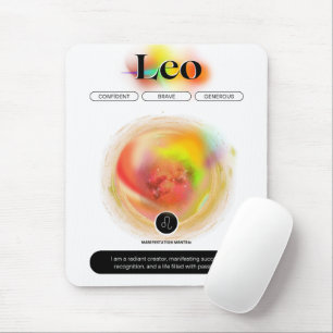 Tapis De Souris Signe moderne Zodiac Leo Citation Élément incend