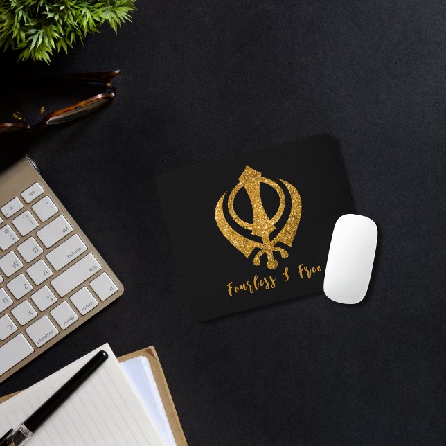 Tapis De Souris Sikh Khanda "Sans peur et libre" (Créateur téléchargé)