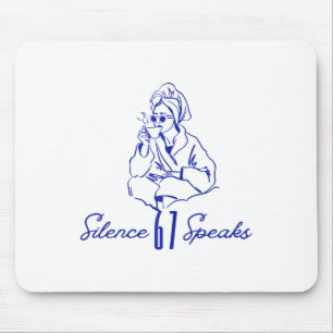 Tapis De Souris Silence drôle parle 67 Café d'art en ligne minimal