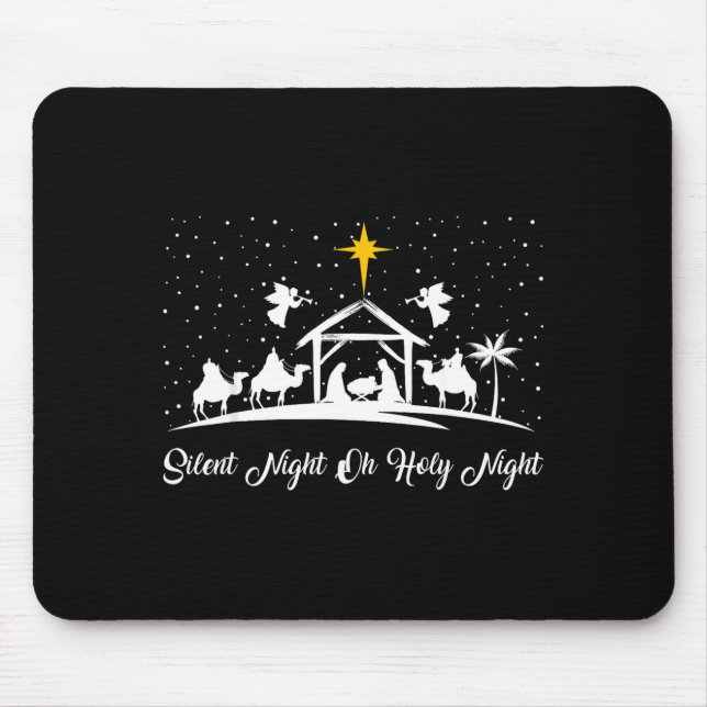 Tapis De Souris Silent Night Holy Night Nativity Scene Christian C (Devant)