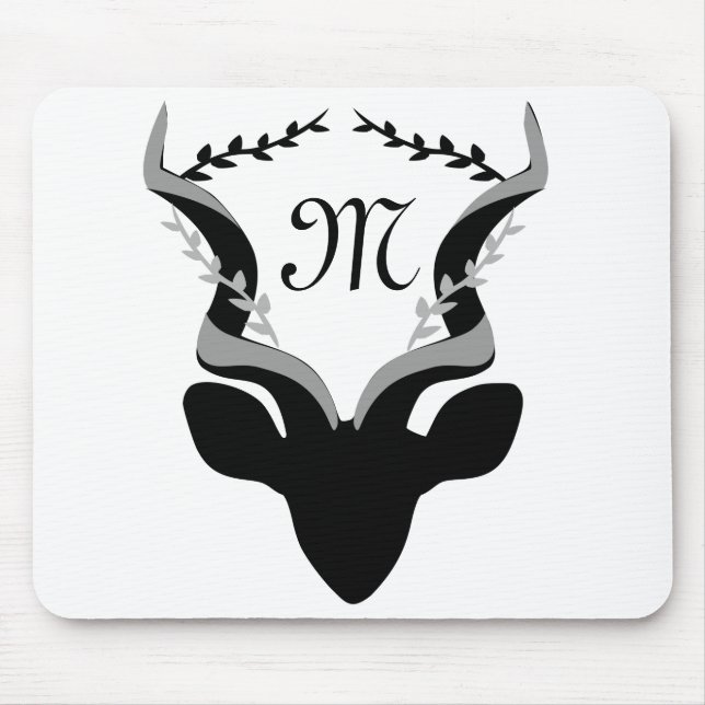 Tapis De Souris Silhouette Antelope foncé avec Monogramme Customis (Devant)