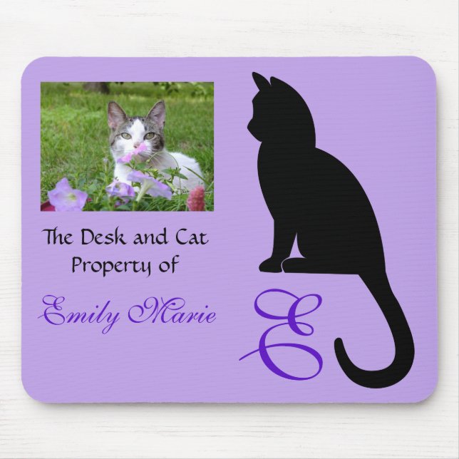 Tapis De Souris Silhouette assise du chat : Bureau de (Devant)