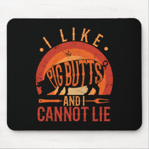 Tapis De Souris Silhouette Barbecue Grill J'Aime Les Boutons De Co