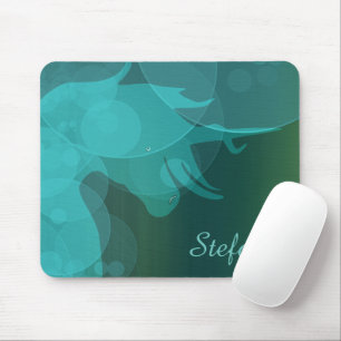 Tapis De Souris Silhouette D de Unicorne (turquoise avec bulles tu
