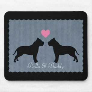 Tapis De Souris Silhouette d'amour Pitbull
