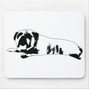Tapis De Souris Silhouette de bouledogue au sol avec contraste net