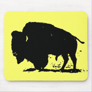 Tapis De Souris Silhouette de buffle noir et blanc