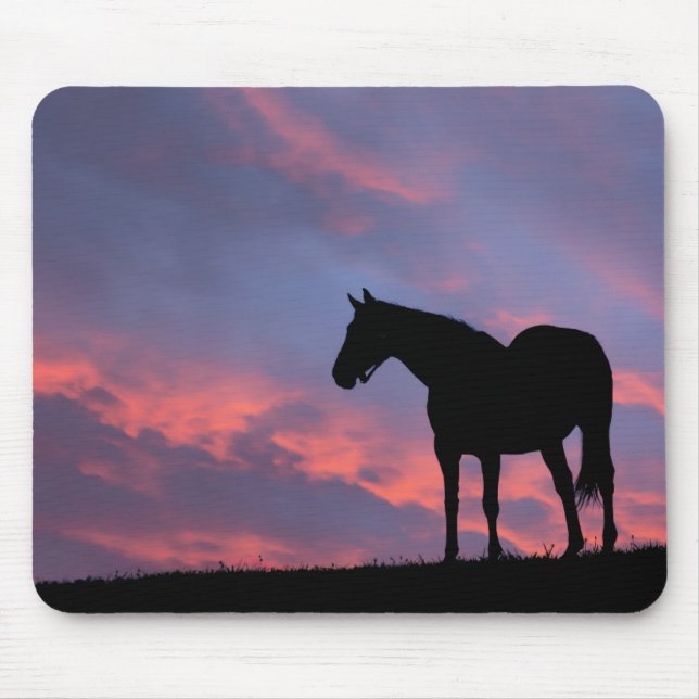 Tapis De Souris Silhouetté de cheval à gorge profonde au lever du  (Devant)