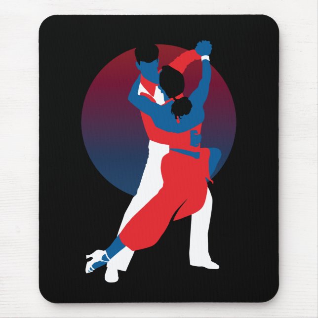 Tapis De Souris Silhouette de danse rouge et bleu - Danseurs de ta (Devant)