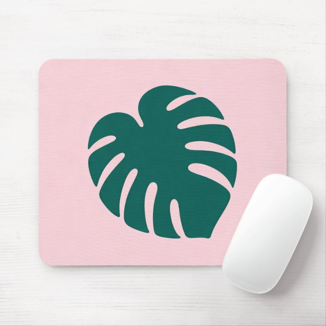 Tapis De Souris Silhouette de feuille tropicale Monstera (Avec souris)