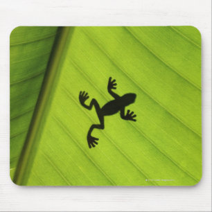 Tapis De Souris Silhouette de grenouille par la feuille de banane