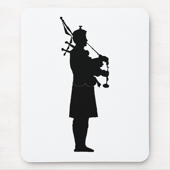Tapis De Souris Silhouette de joueur de cornemuse (Devant)
