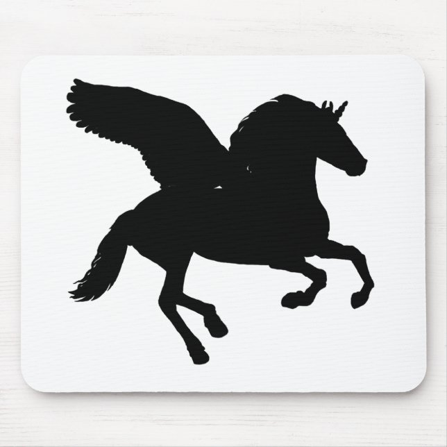 Tapis De Souris Silhouette de la licorne ailée (Devant)