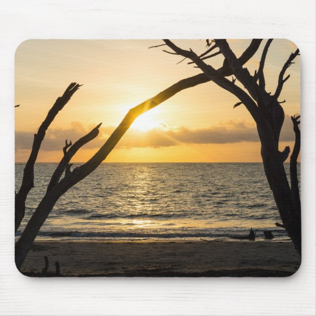 Tapis De Souris Silhouette de l'arbre de lever du soleil (Devant)