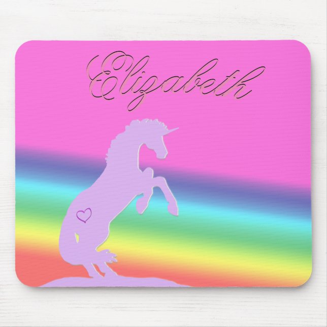 Tapis De Souris Silhouette de licorne lavande (arc-en-ciel/personn (Devant)