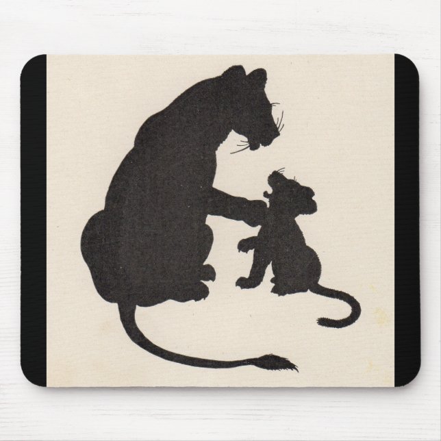 Tapis De Souris silhouette de lion et d'ourlet des années 1930 (Devant)
