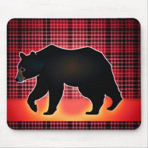 Tapis De Souris Silhouette de l'ours noir sur plaid