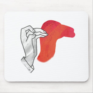 Tapis De Souris Silhouette de main Chameau Rouge