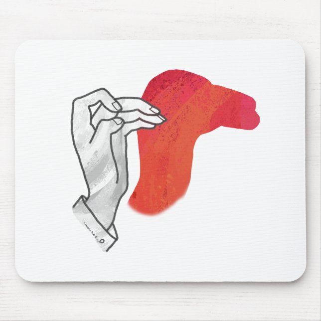 Tapis De Souris Silhouette de main Chameau Rouge (Devant)
