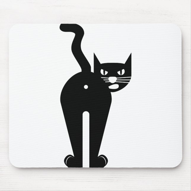 Tapis De Souris Silhouette de Mammifère Chat Animal (Devant)