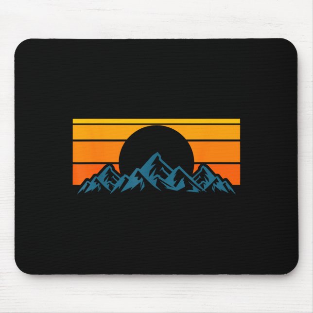 Tapis De Souris Silhouette de montagne rétro (Devant)