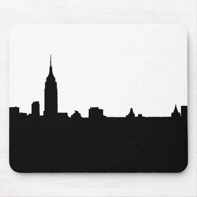 Tapis De Souris Silhouette de New York noir et blanc (Devant)