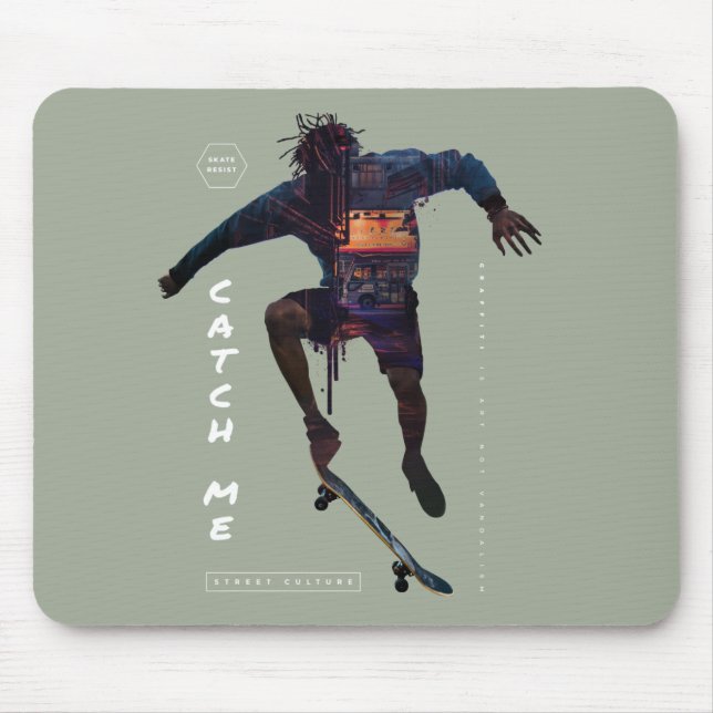 Tapis De Souris Silhouette de skater - Conception urbaine (Devant)