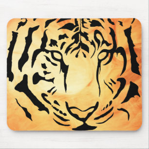 Tapis De Souris Silhouette de tigre noir et blanc