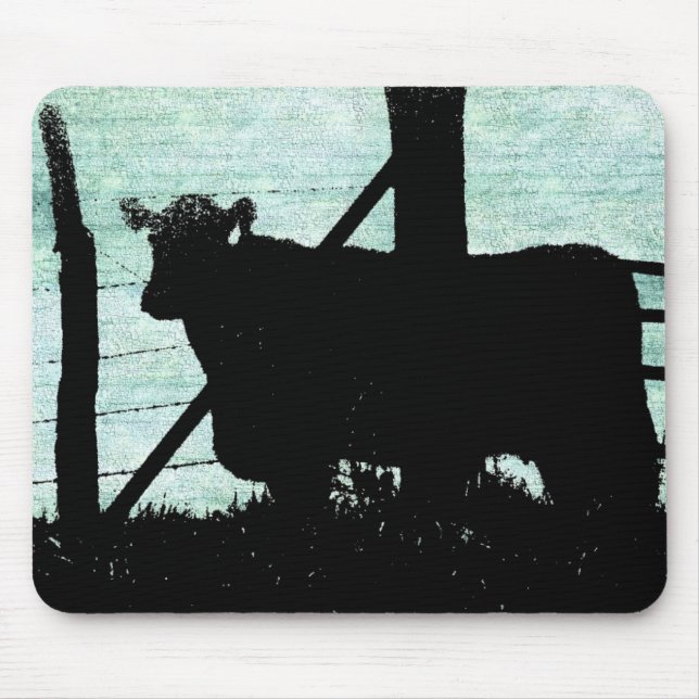 Tapis De Souris Silhouette de vache grunge (Devant)