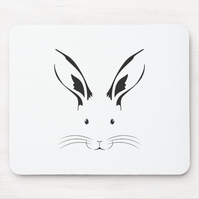 Tapis De Souris Silhouette de visage de lapin (Devant)