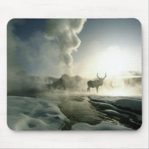 Tapis De Souris Silhouette d'Elk au Castle Geyser