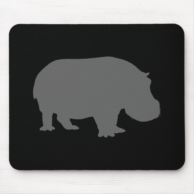 Tapis De Souris Silhouette d'hippopotame gris (Devant)