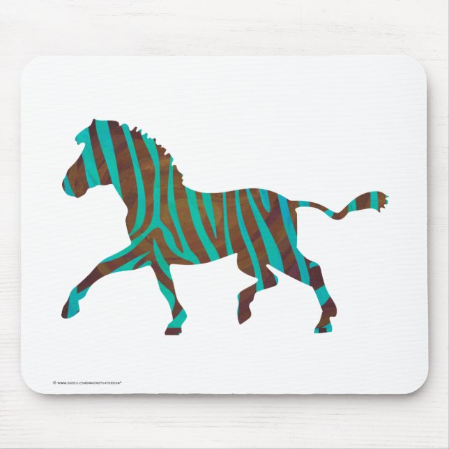 Tapis De Souris Silhouette d'impression Brown et Turquoise Zebra (Devant)