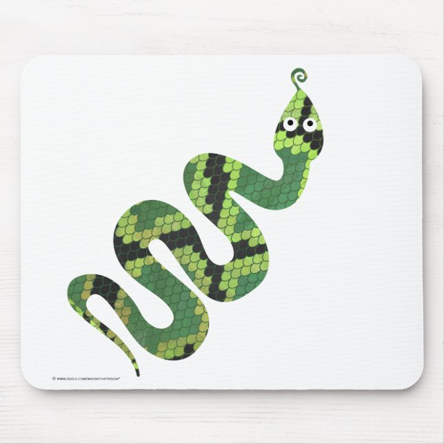 Tapis De Souris Silhouette d'impression en noir et vert serpent (Devant)